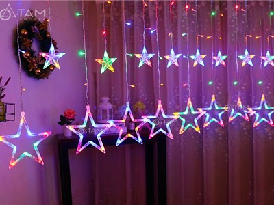 Đèn rèm Led 12 ngôi sao lớn nhỏ xen kẻ nhiều màu L-R-SNM